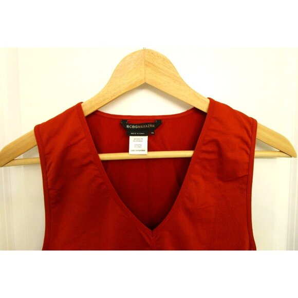 BCBG MAXAZRIA Orange Ruched Stretch Wide Strap Blouse/Tank Top - Size Med/Large - Picture 2 of 15